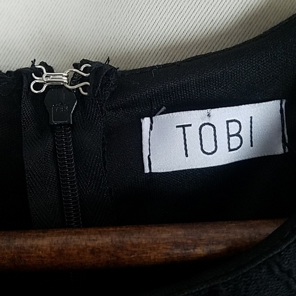 Tobi Little Black Dress Floral Lace Sleeveless - Picture 6 of 7